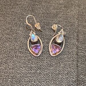 Sterling Silver and Amethyst and Labodirite Earrings
